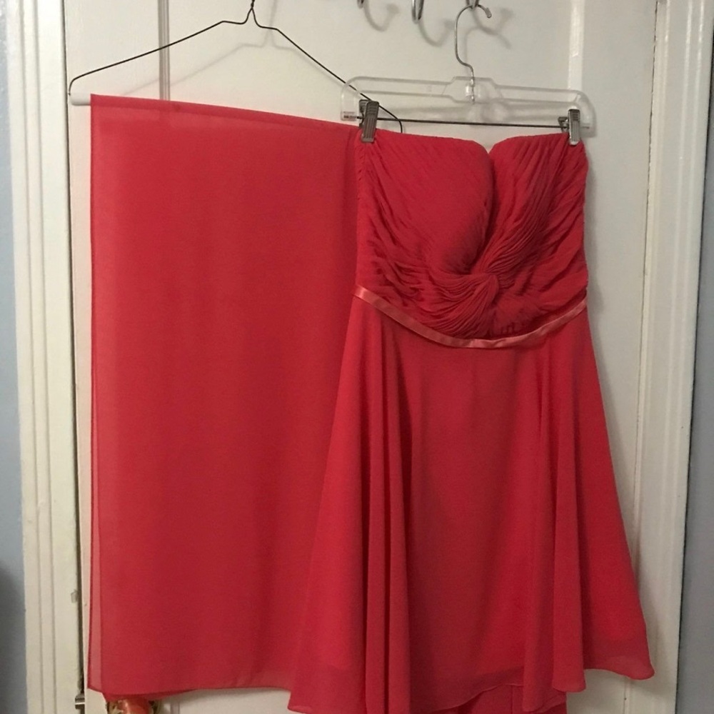 Elegant Strapless Coral Dress